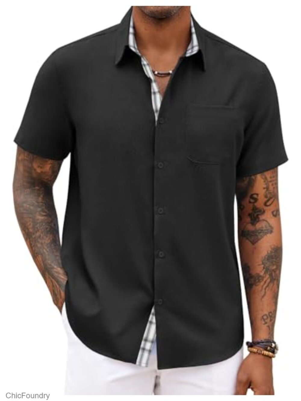 Men's Short Sleeve Button Down Shirt Casual Summer Beach Wedding Pocket